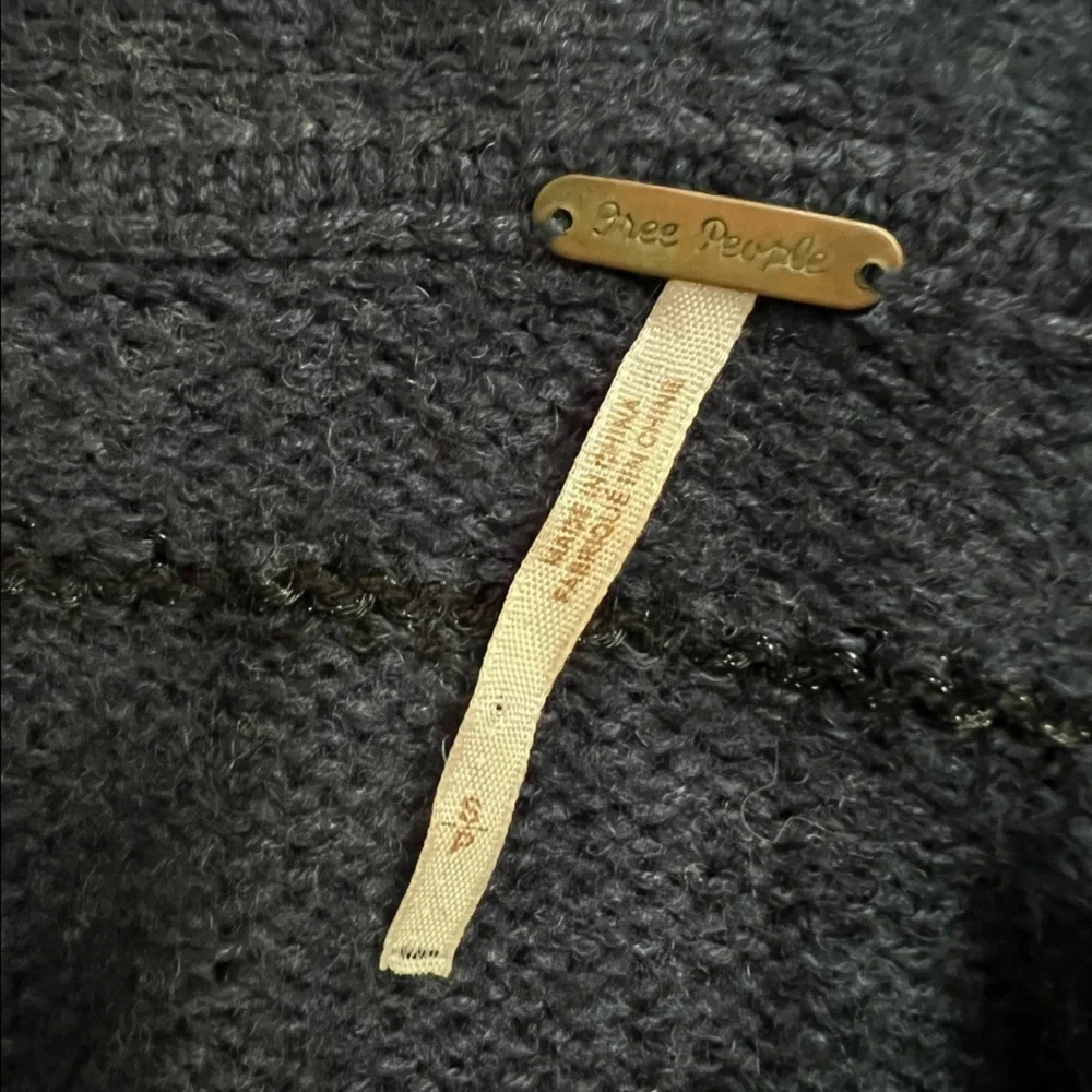 Free People Black and Blue Striped Sparkle Wool Blend Cardigan, size S